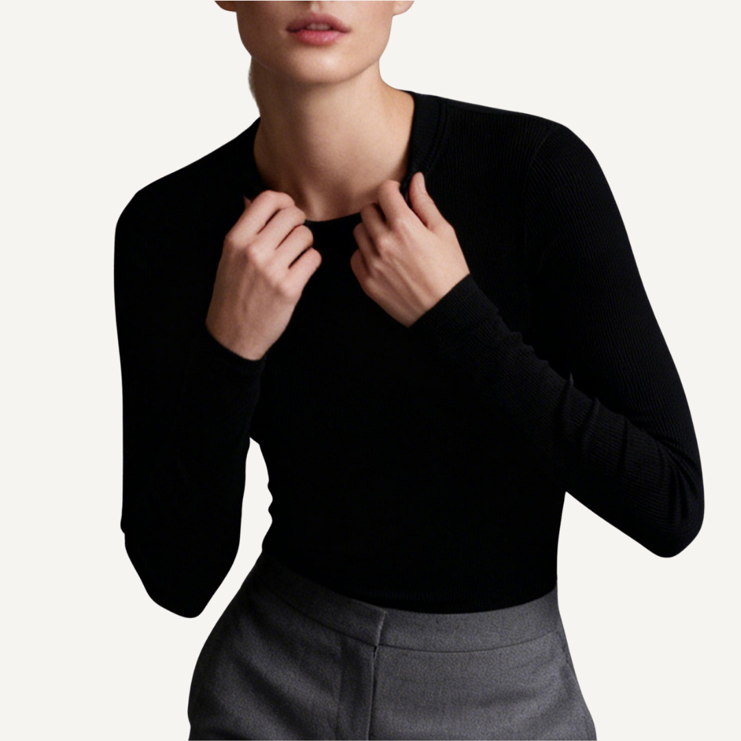 Top Ajustado Manga Larga Rib