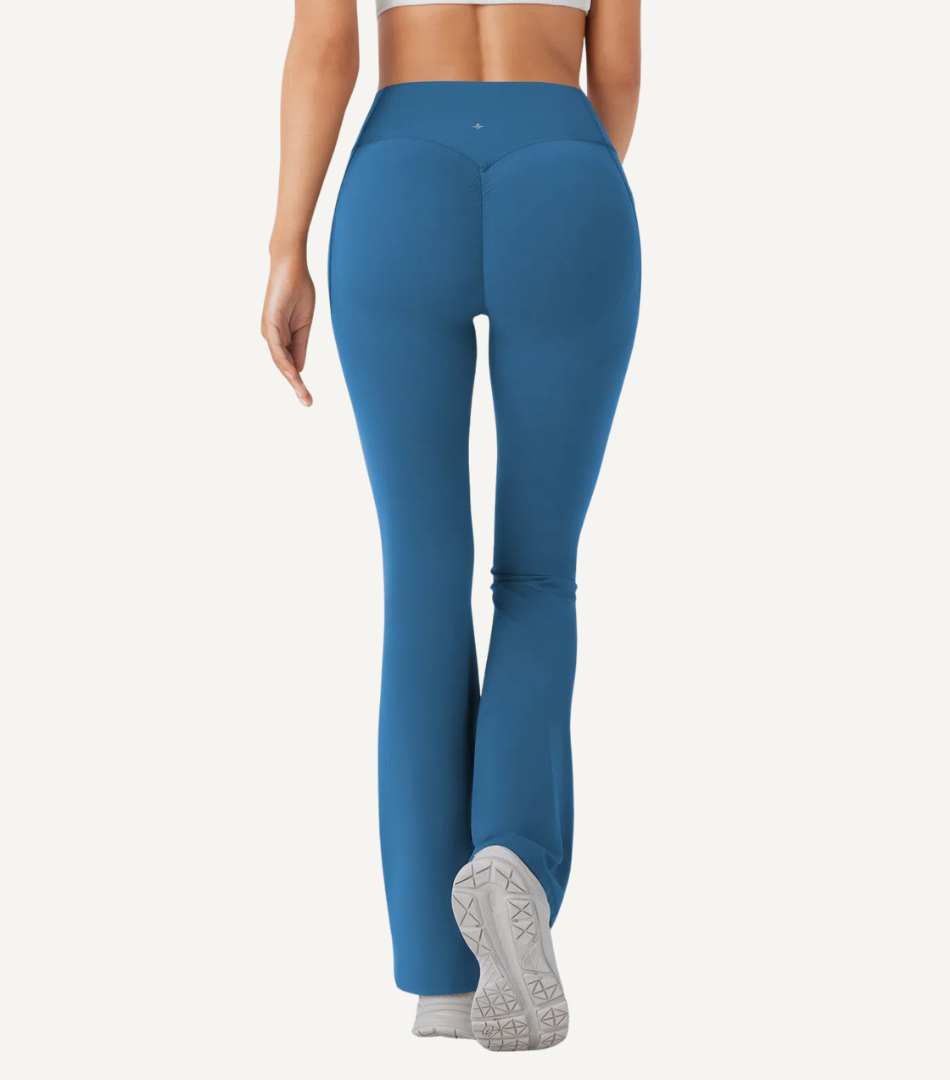 Leggings Bootcut Cintura Alta Bolsillos