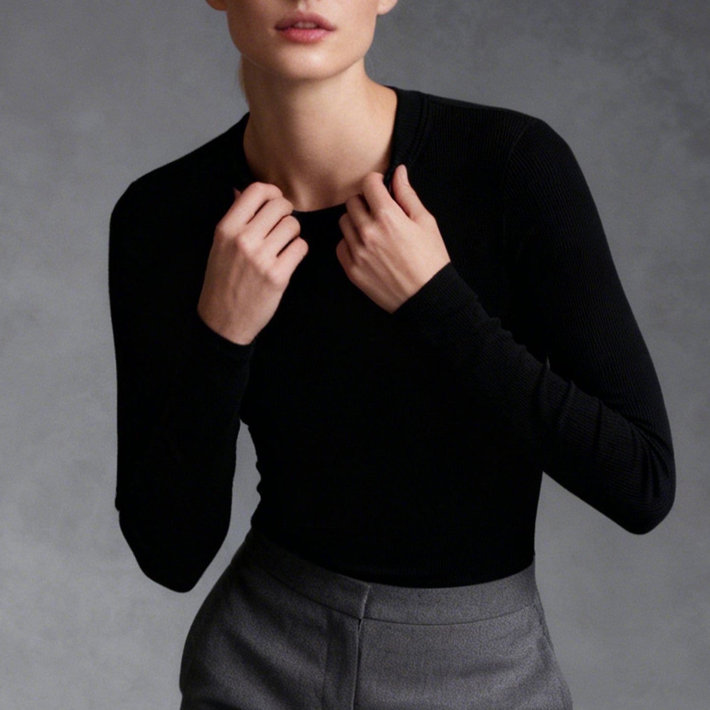 Εφαρμοστό Τοπ με Μακριά Μανίκια Rib