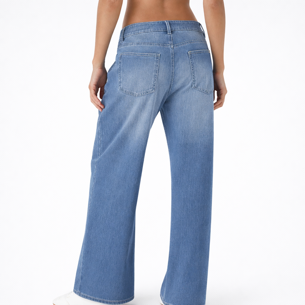 Jeans Tiro Bajo Wide Zipper
