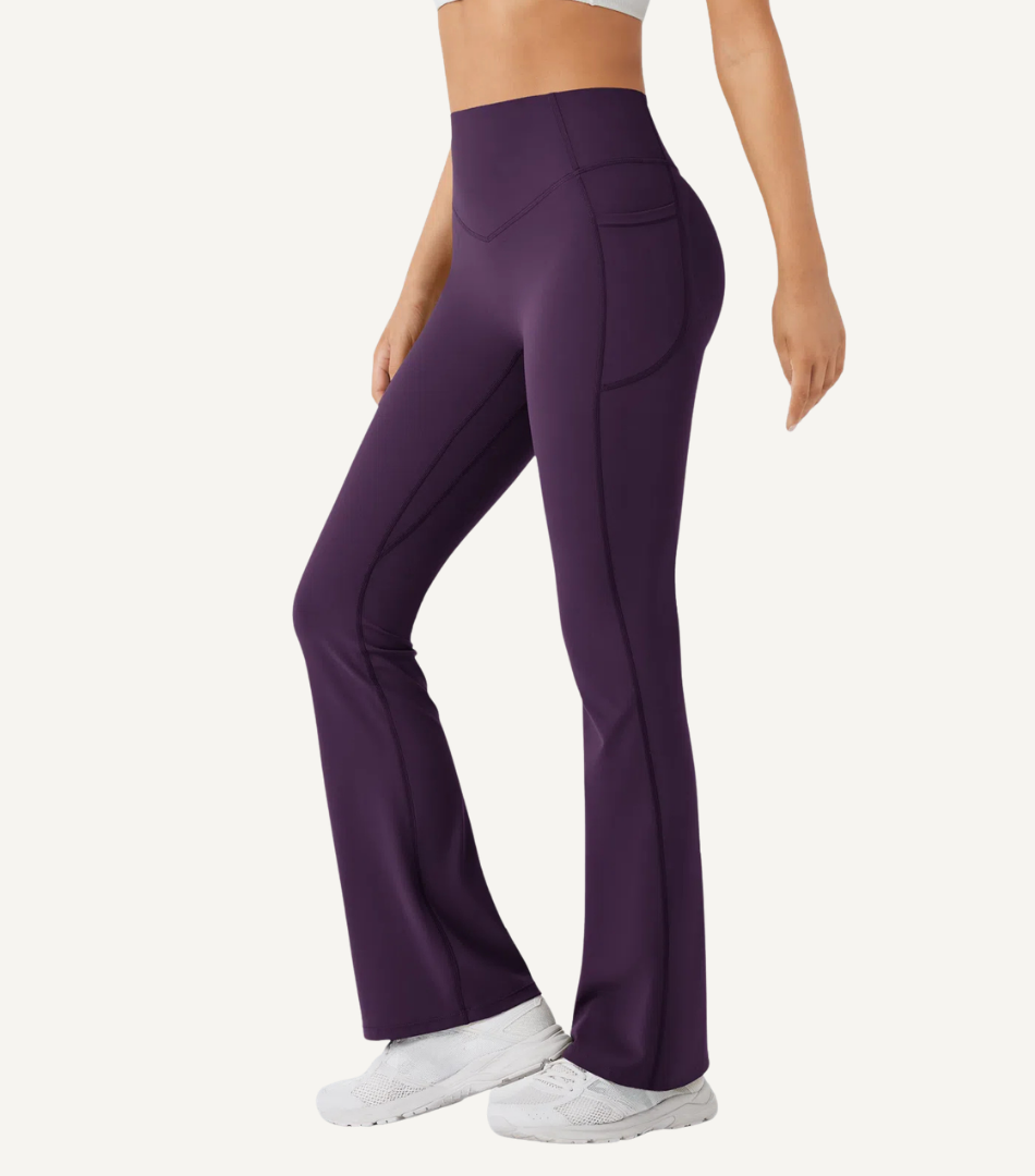 Leggings Bootcut Cintura Alta Bolsillos