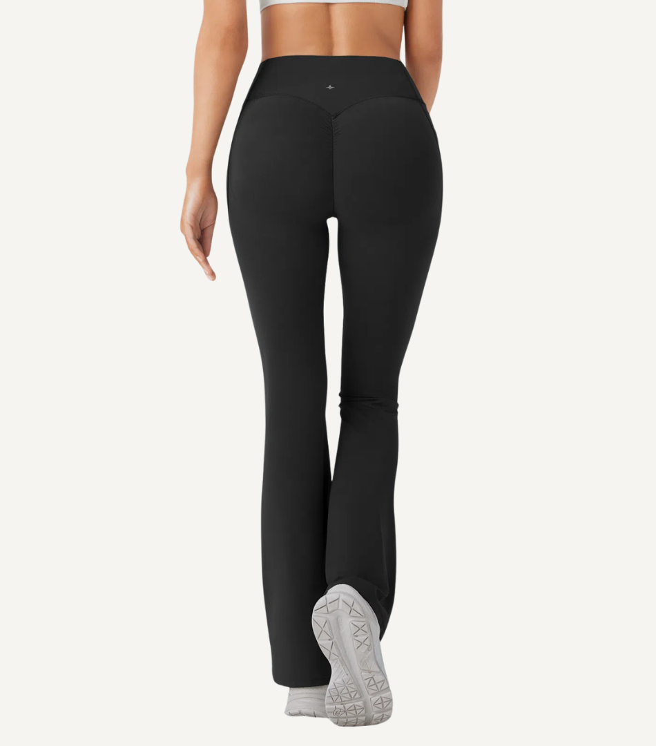 Leggings Bootcut Cintura Alta Bolsillos