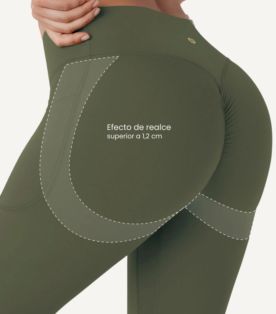Leggings Bootcut Cintura Alta Bolsillos