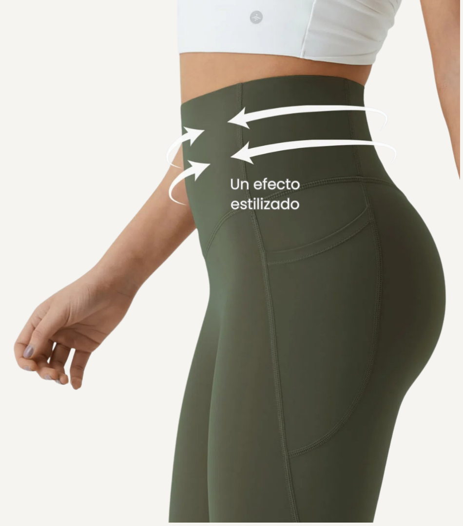 Leggings Bootcut Cintura Alta Bolsillos