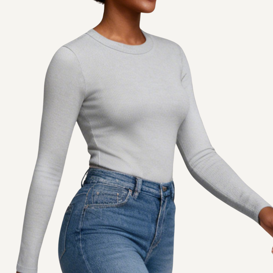 Top Ajustado Manga Larga Rib