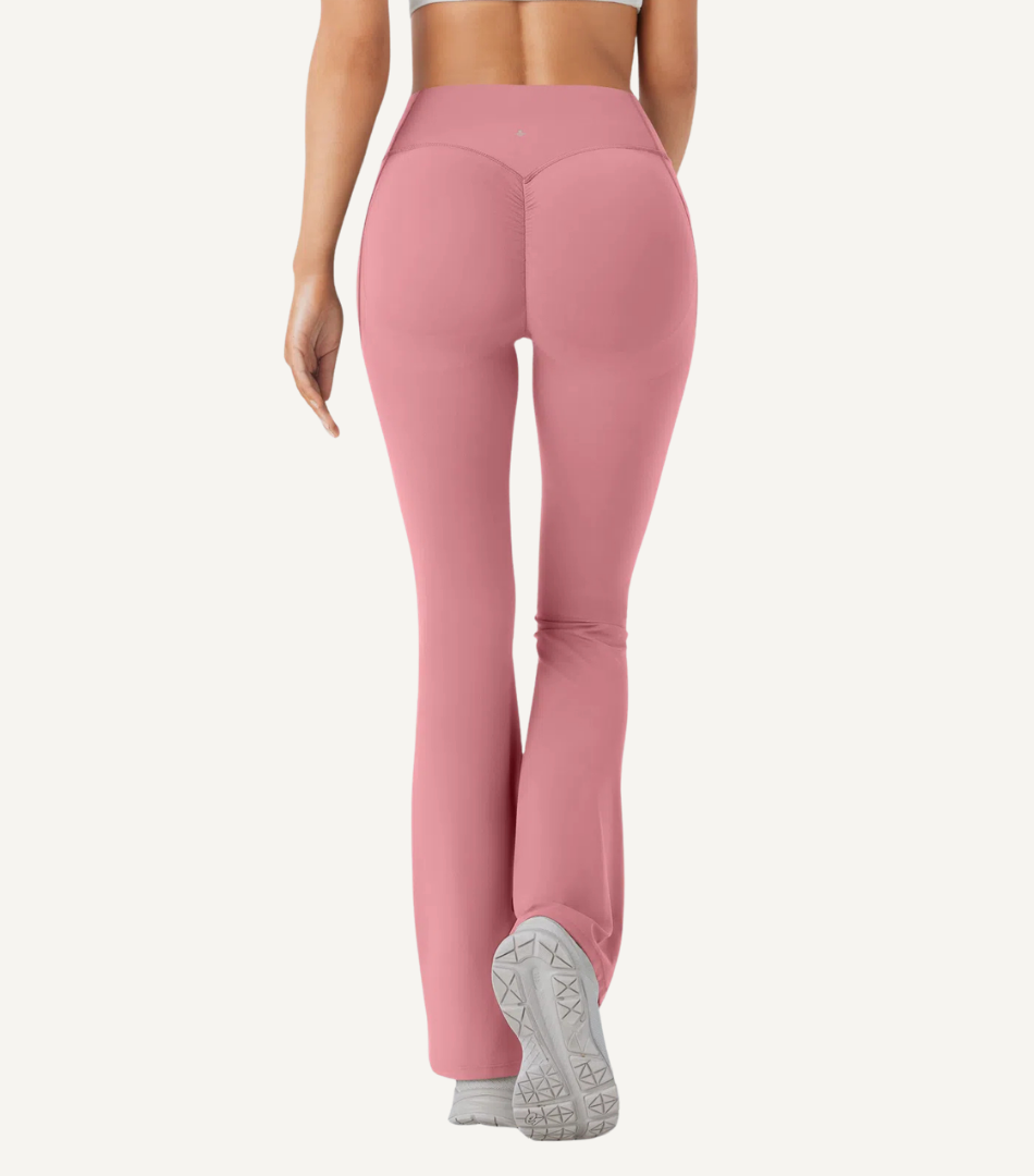 Leggings Bootcut Cintura Alta Bolsillos