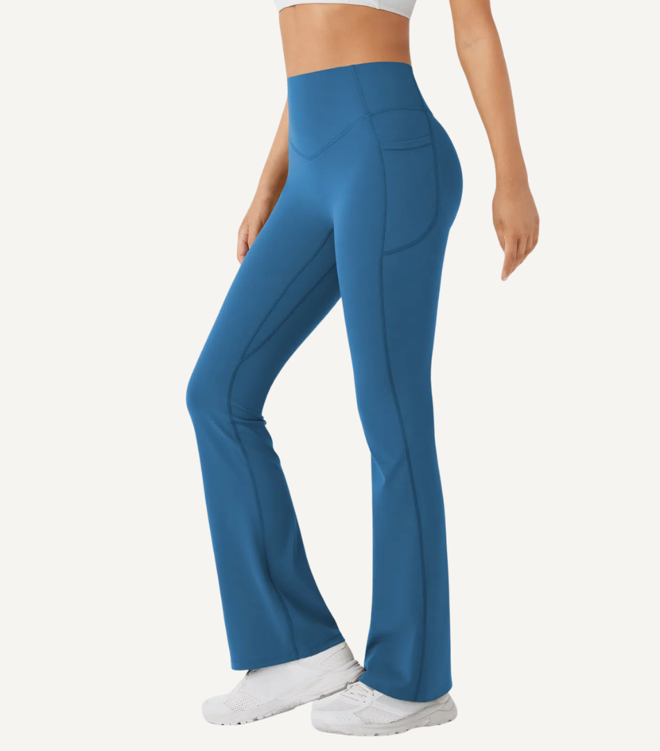 Leggings Bootcut Cintura Alta Bolsillos