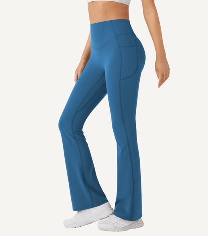 Leggings Bootcut Cintura Alta Bolsillos