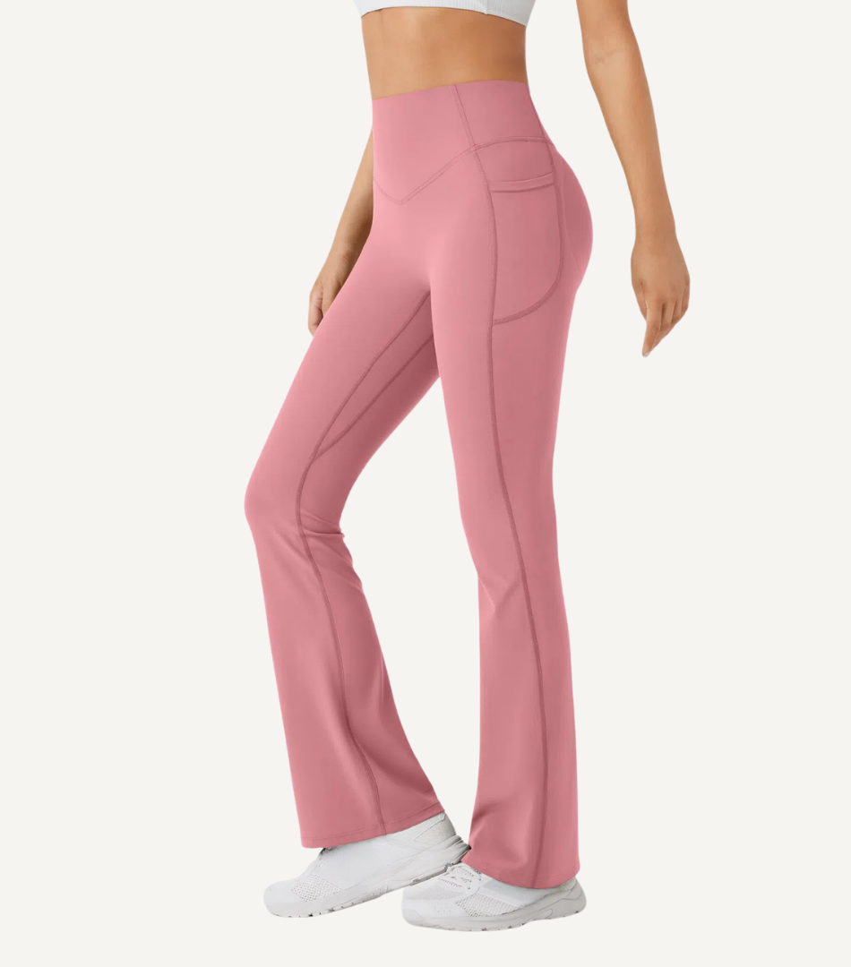 Leggings Bootcut Cintura Alta Bolsillos