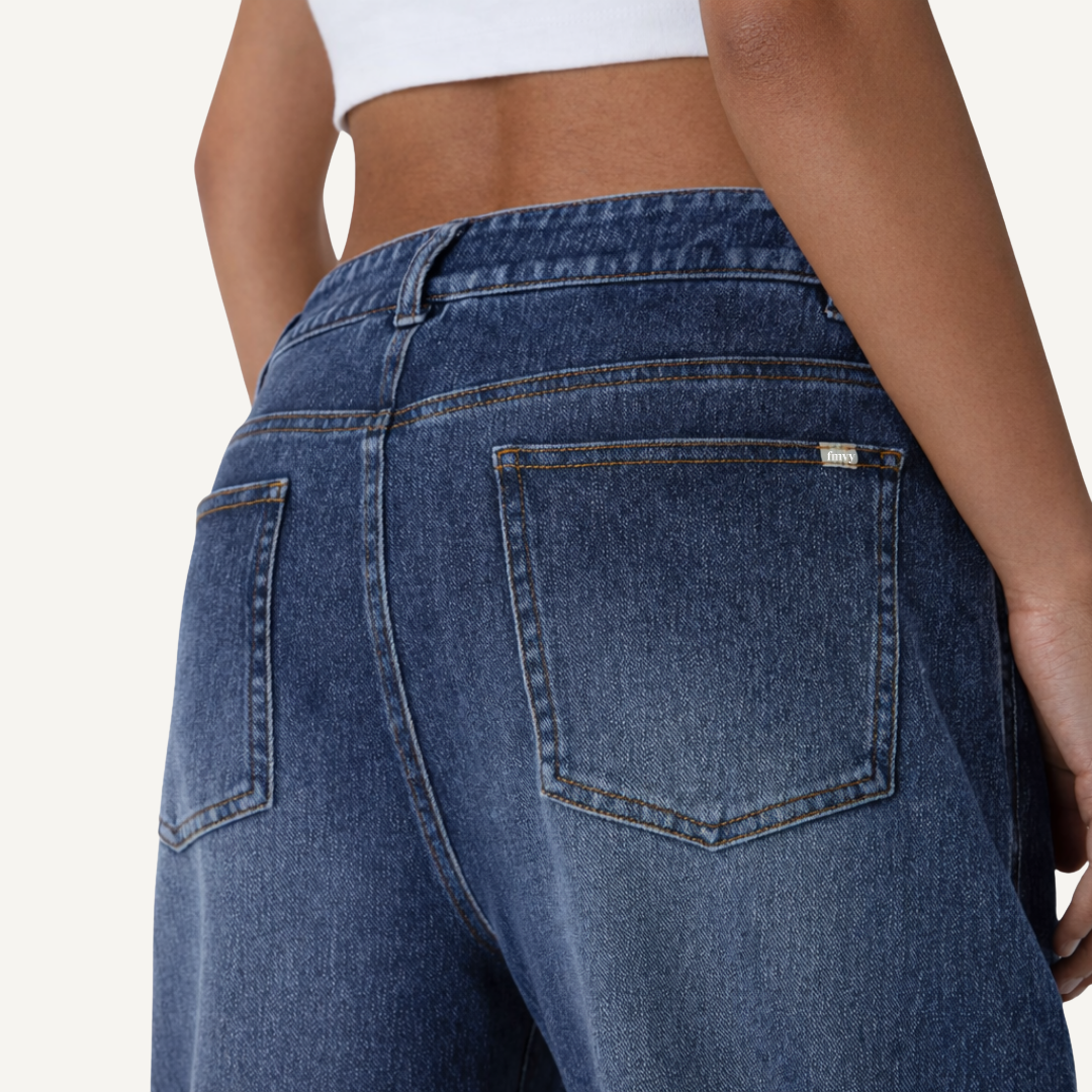 Jeans Barrel Cintura Baixa Flexível