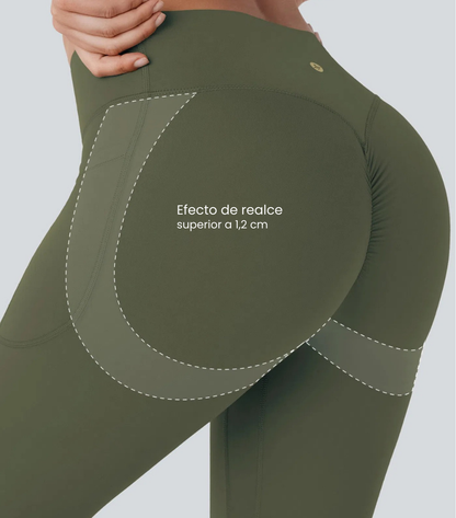 Leggings Bootcut Cintura Alta Bolsillos