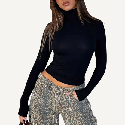 Top Ajustado Cuello Alto Rib