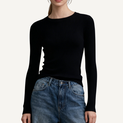 Top Ajustado Manga Larga Rib