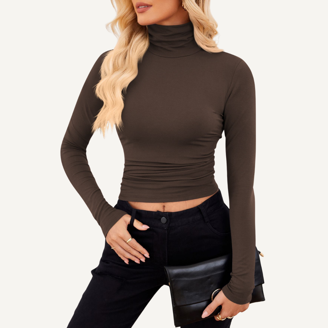 Top Ajustado Cuello Alto Rib