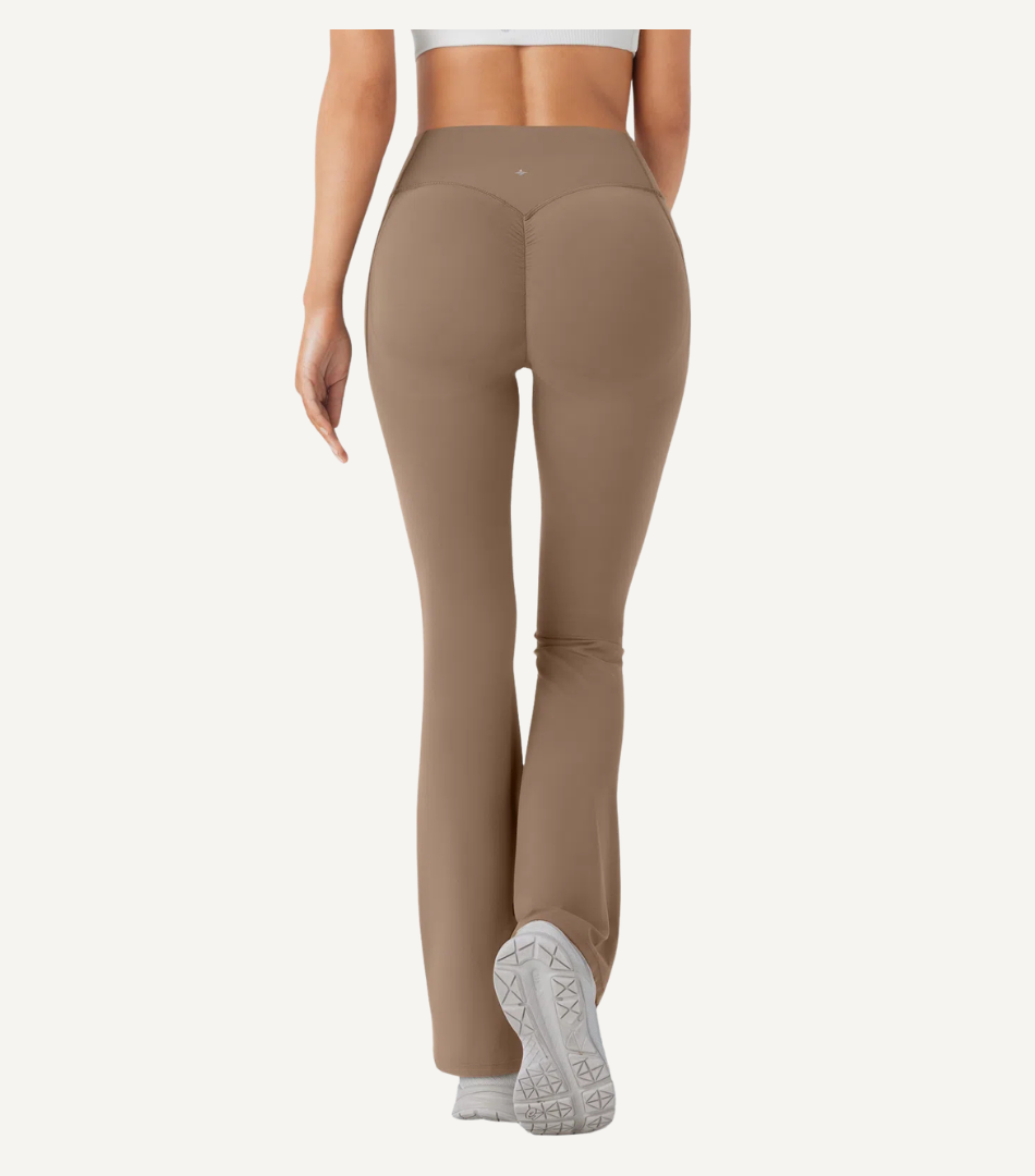 Leggings Bootcut Cintura Alta Bolsillos