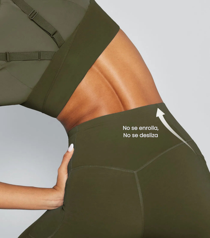 Leggings Bootcut Cintura Alta Bolsillos