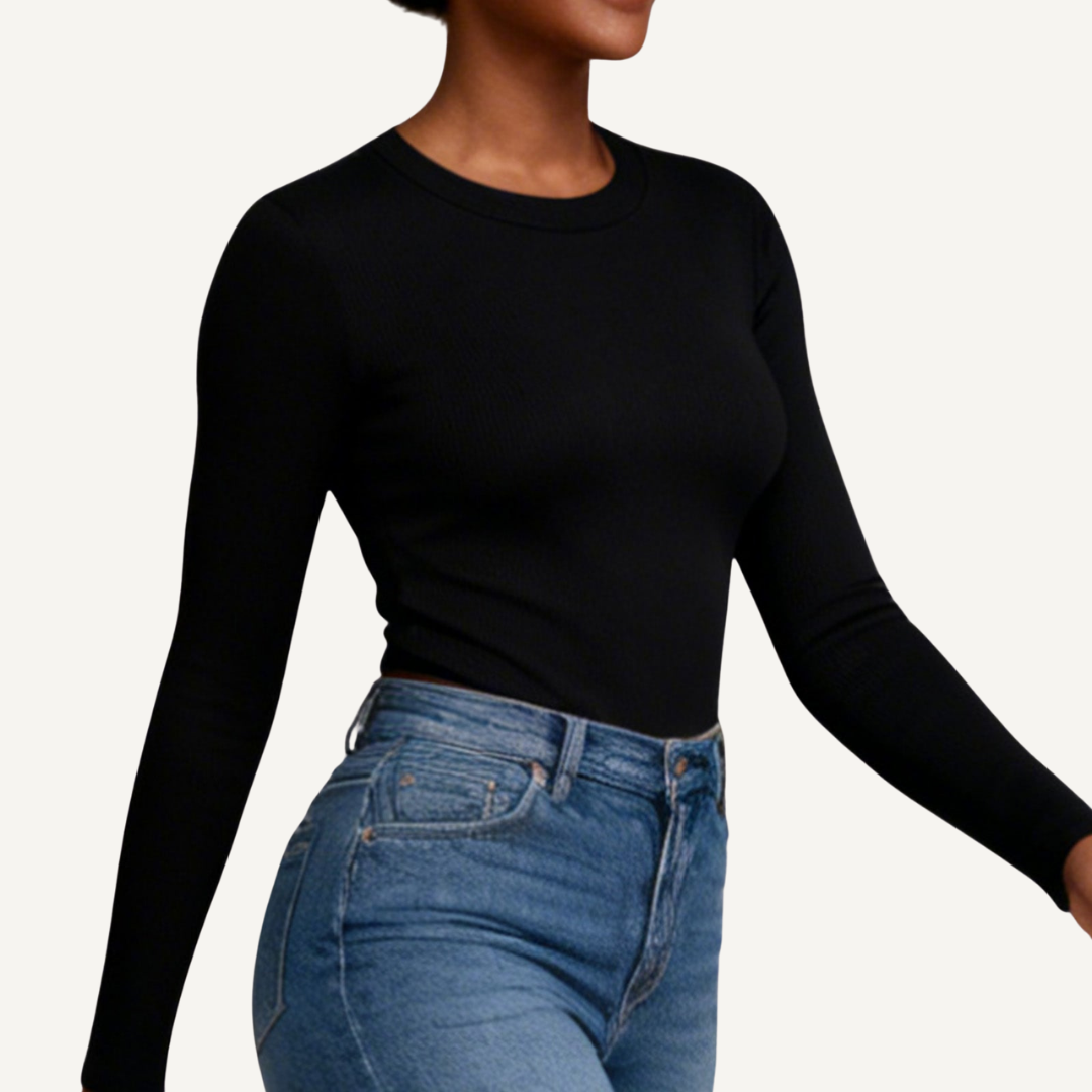 Top Ajustado Manga Larga Rib
