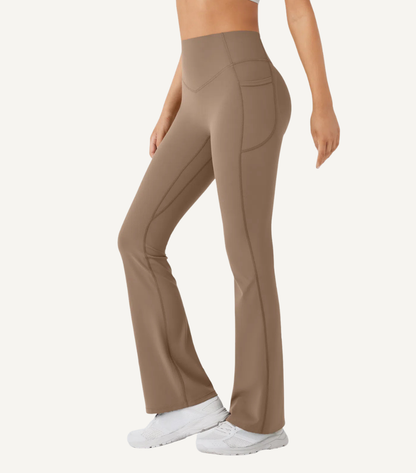 Leggings Bootcut Cintura Alta Bolsillos