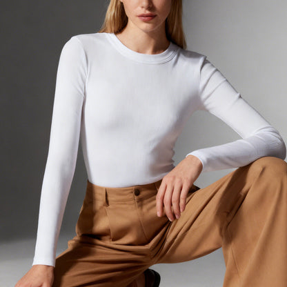 Εφαρμοστό Τοπ με Μακριά Μανίκια Rib