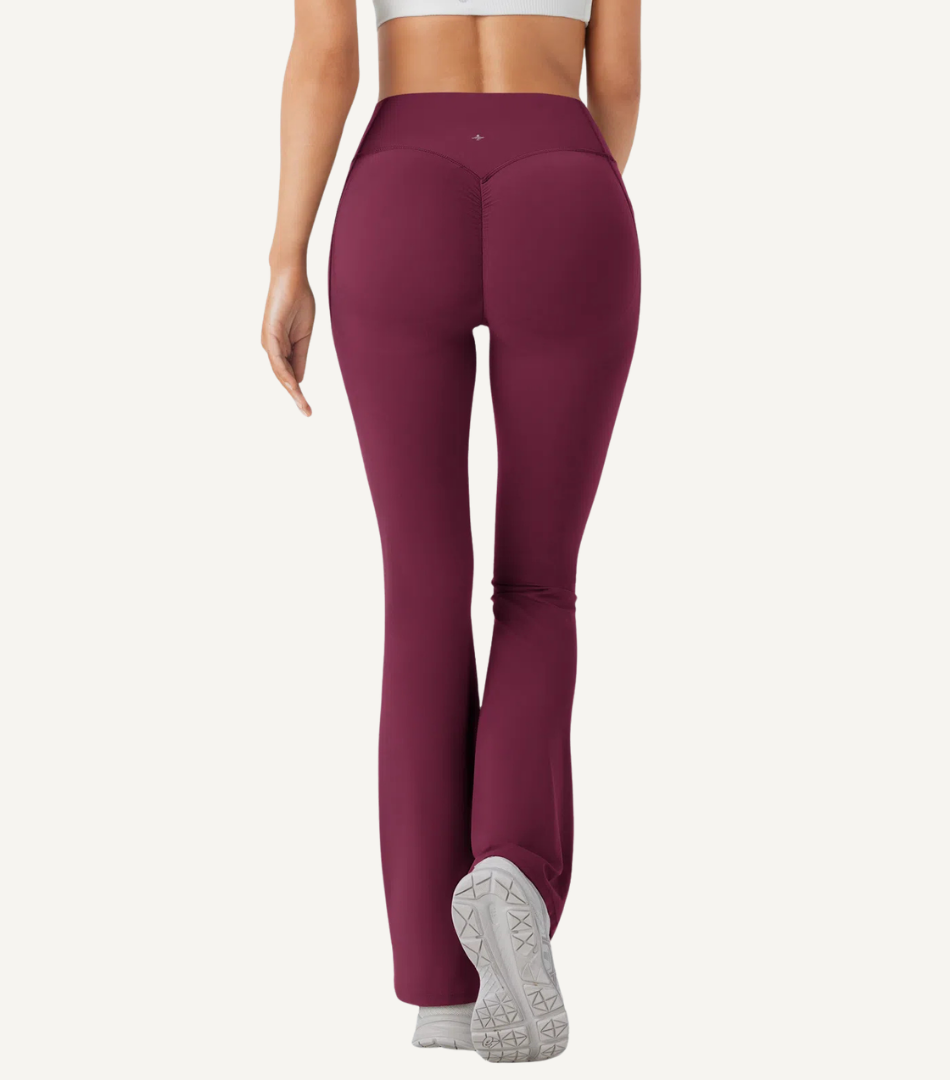Leggings Bootcut Cintura Alta Bolsillos