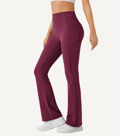 Leggings Bootcut Cintura Alta Bolsillos