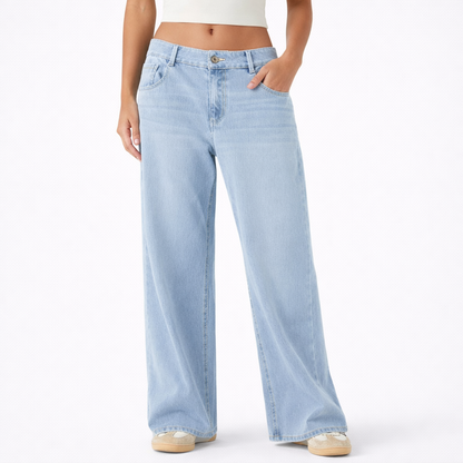 Jeans Tiro Bajo Wide Zipper