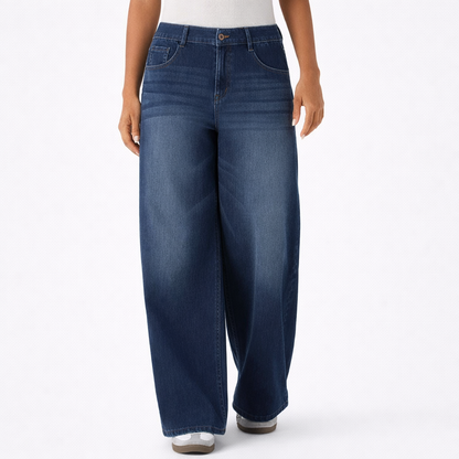 Jeans Tiro Bajo Wide Zipper