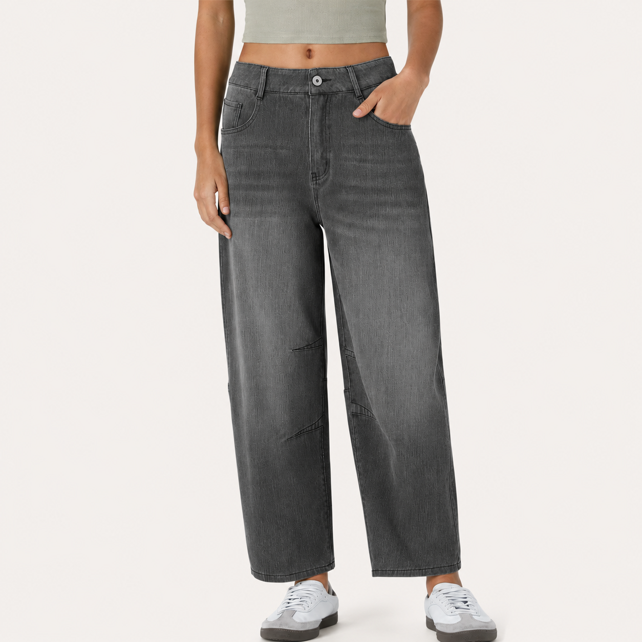 Jeans Barrel Cintura Baixa Flexível