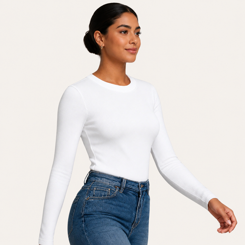 Top Ajustado Manga Larga Rib