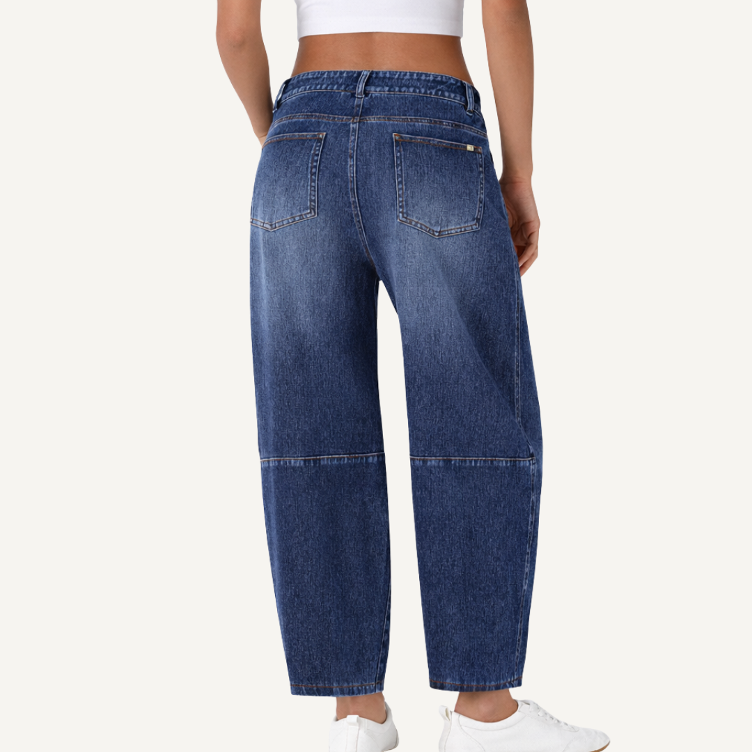 Jeans Barrel Cintura Baixa Flexível