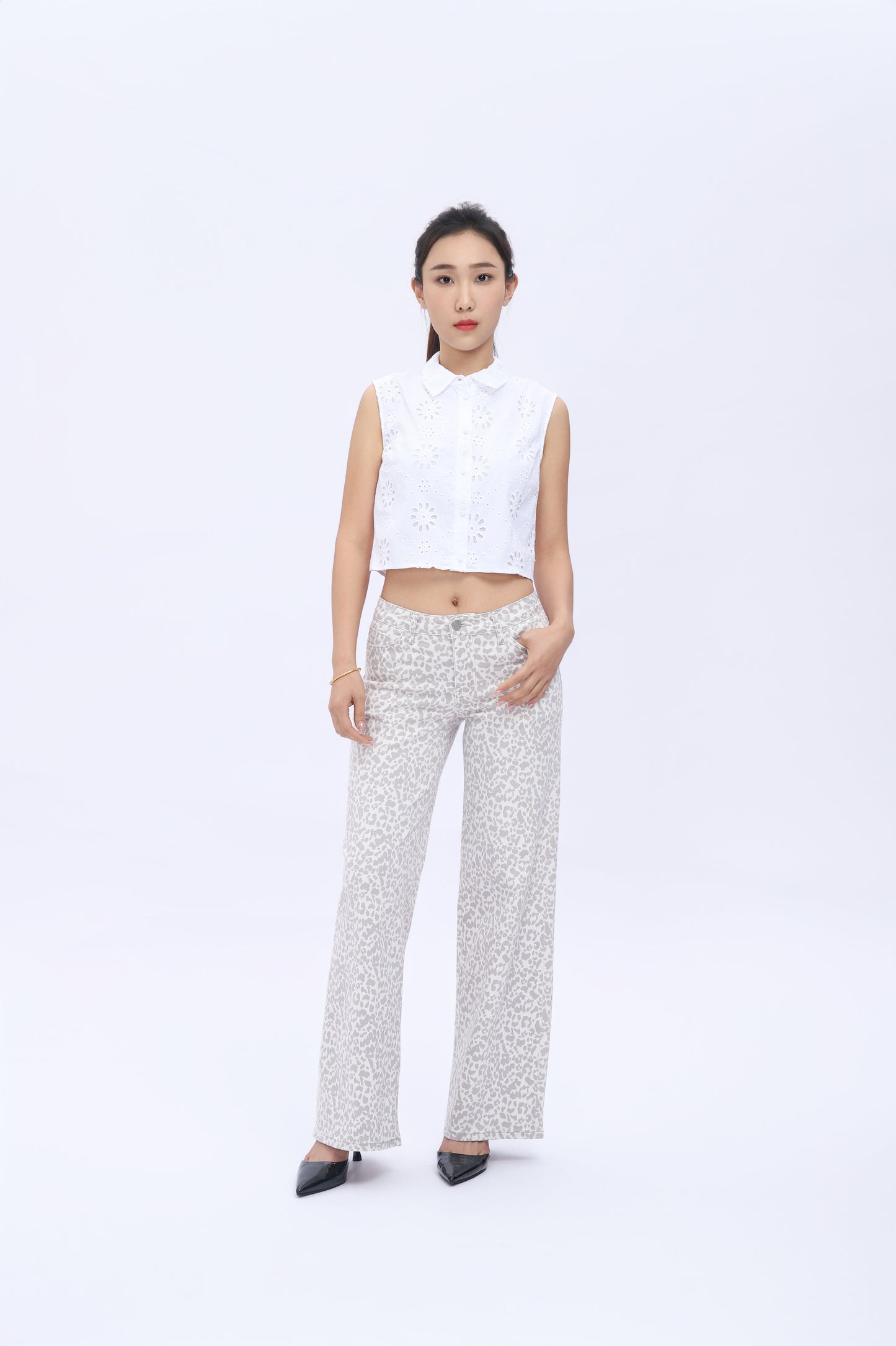 Jeans Wide Tiro Medio Bajo Stretch