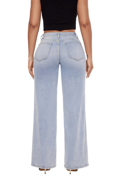 Jeans Wide Tiro Medio Bajo Stretch