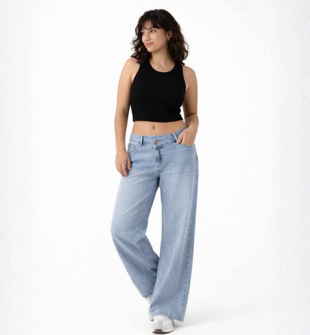 Jeans AsymLow Tiro Bajo Asimétrico