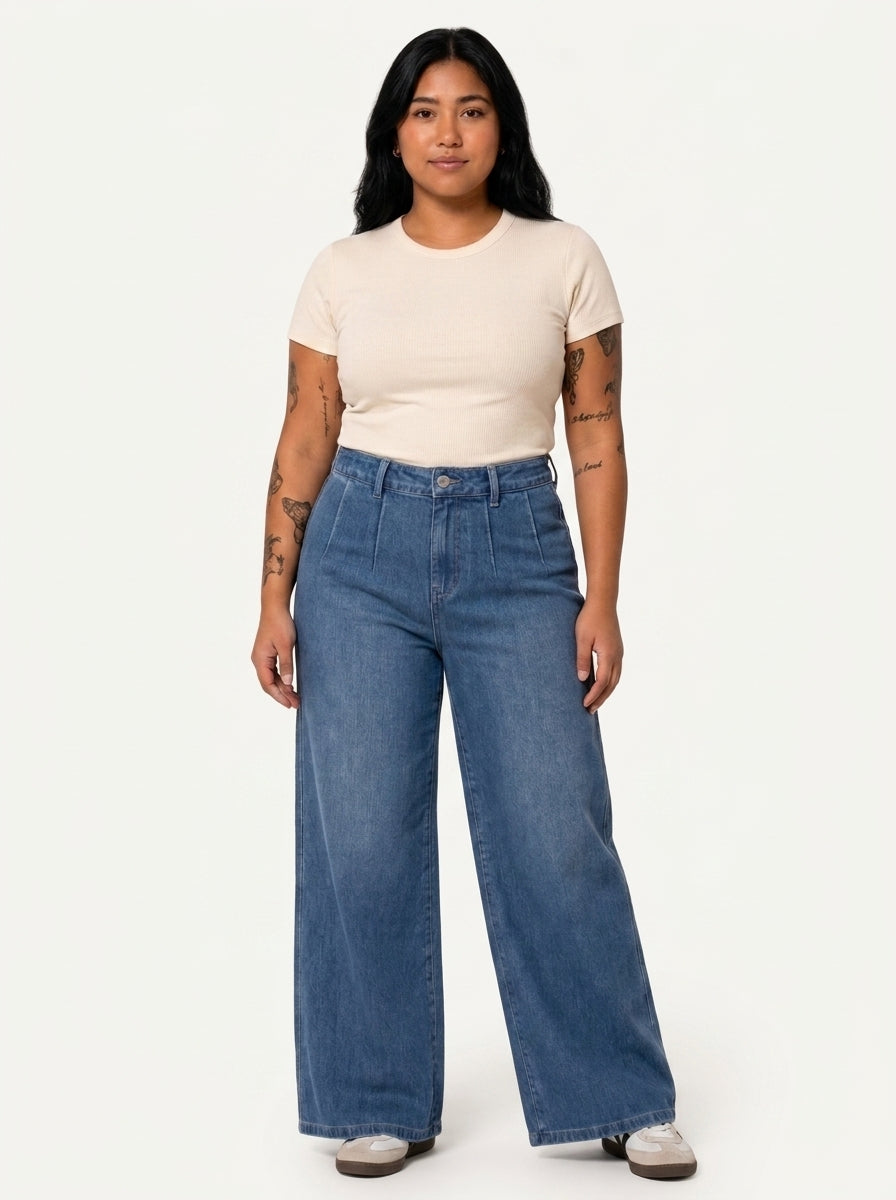 Jeans SculptFlex Cintura Média Wide